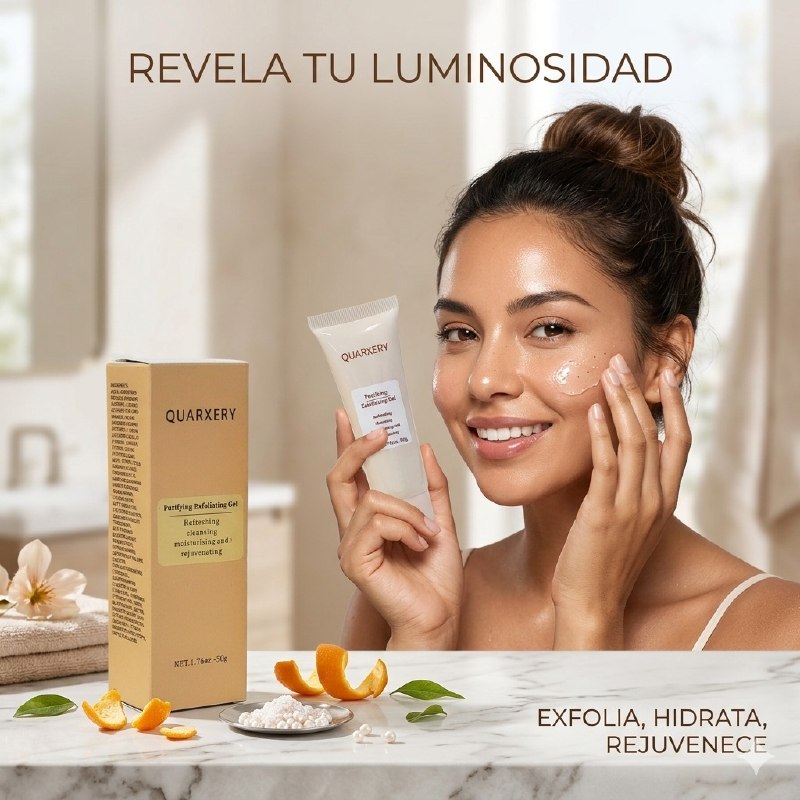 EXFOLIANTE FACIAL EN GEL REFRESCANTE Y REJUVENECEDOR CON JOJOBA Y VITAMINA E QUARXERY 50G
