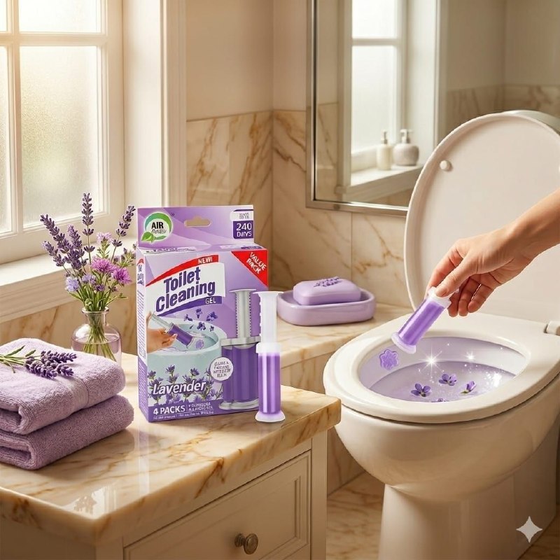 GEL LIMPIADOR Y AROMATIZANTE PARA INODOROS CON AROMA A LAVANDA AIR FUSION 182.4G