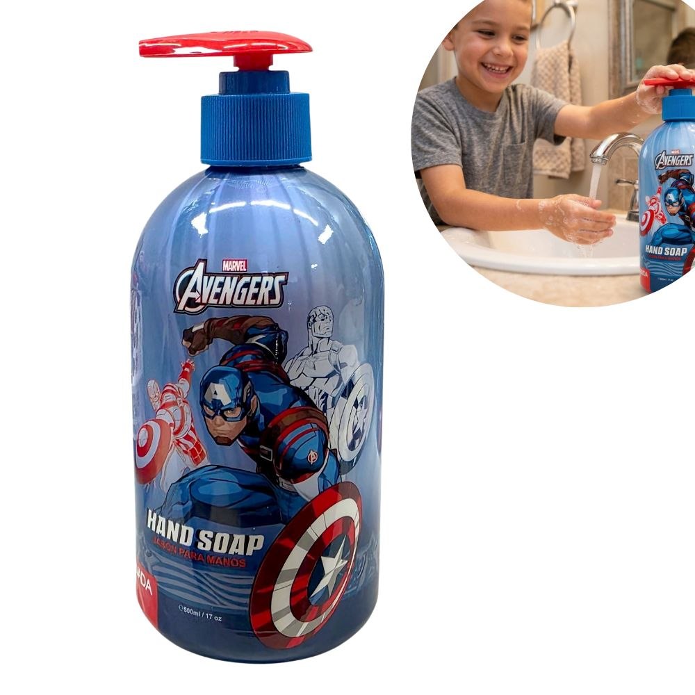 JABÓN LÍQUIDO PARA MANOS MARVEL AVENGERS CON DISPENSADOR 500ML