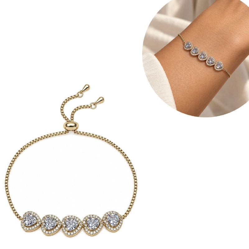 PULSERA DE ENCHAPE PARA DAMA CON DISEÑO DE CORAZONES 18CM