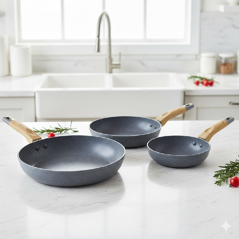 SET DE SARTENES DE ALUMINIO FORJADO ANTIADHERENTES 3PCS GIYOCA COOK