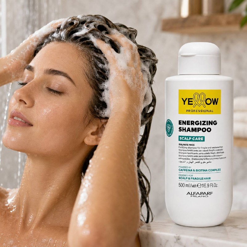 SHAMPOO ENERGIZANTE SCALP CARE SIN SULFATOS, CAFEÍNA Y BIOTINA YELLOW PROFESSIONAL 500ML 1 UND