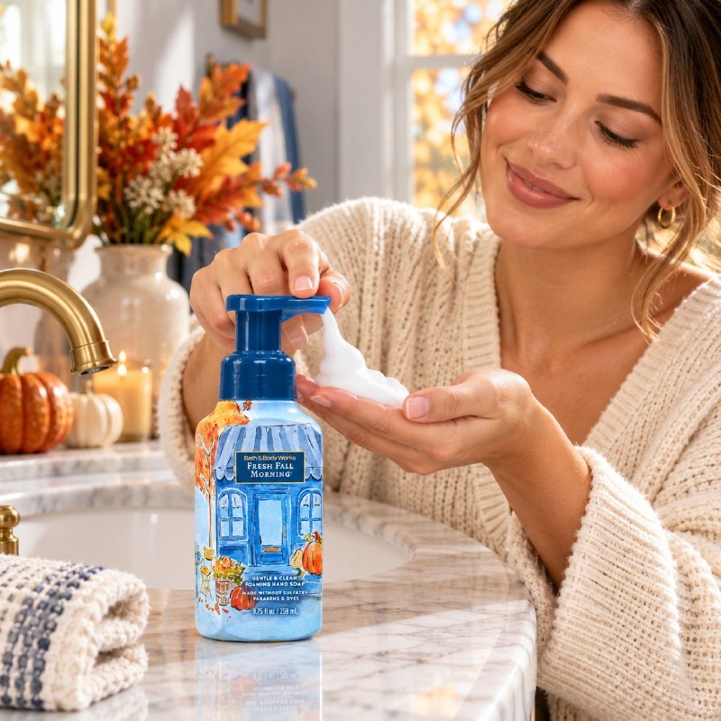 BATH & BODY WORKS JABON DE MANOS SUAVE Y LIMPIO FRESH FALL MORNING 259ML