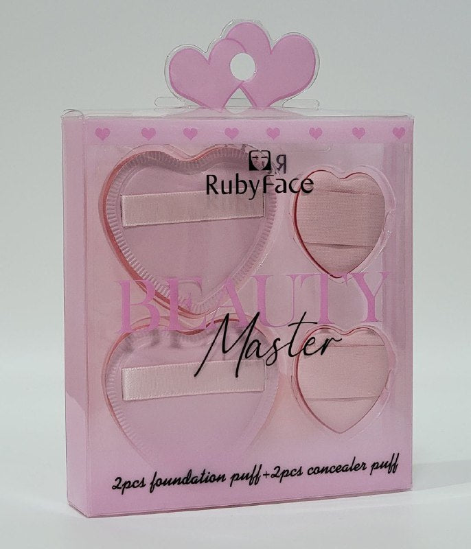 ESPONJAS PARA MAQUILLAJE EN SET DE 4 PIEZAS, ESPONJA PARA BASE Y CORRECTOR DE MAQUILLAJE RUBY FACE BEAUTY MASTER