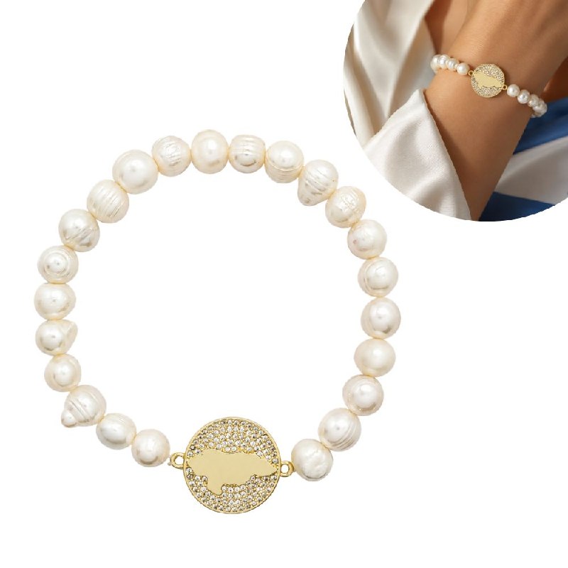 PULSERA DE ENCHAPE ELASTICA PARA DAMA CON DISEÑO DE HONDURAS