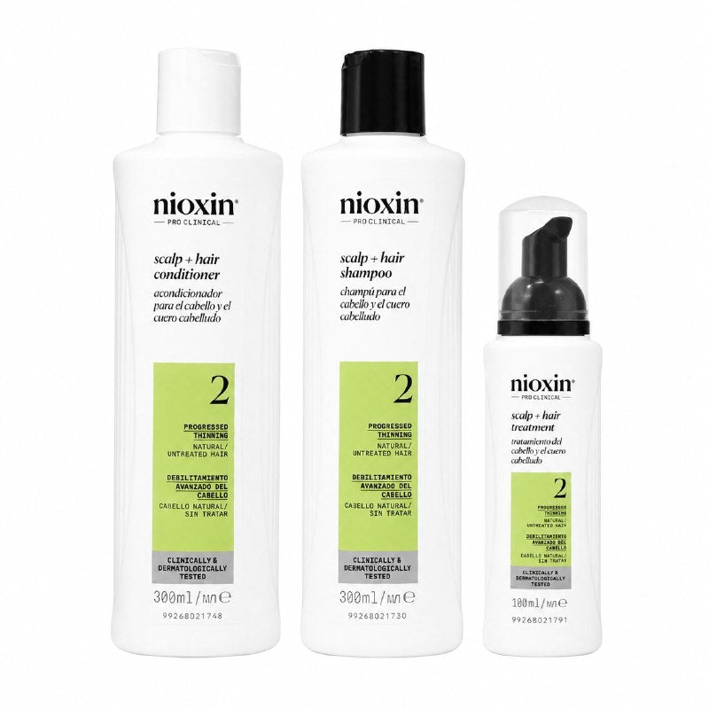 SET DE 3 PASOS DE TRATAMIENTO COMPLETO ANTICAIDA ENGROSADOR Y PURIFICANTE CON NIACINAMIDA, ACEITE DE MENTA Y MENTOL NIOXIN