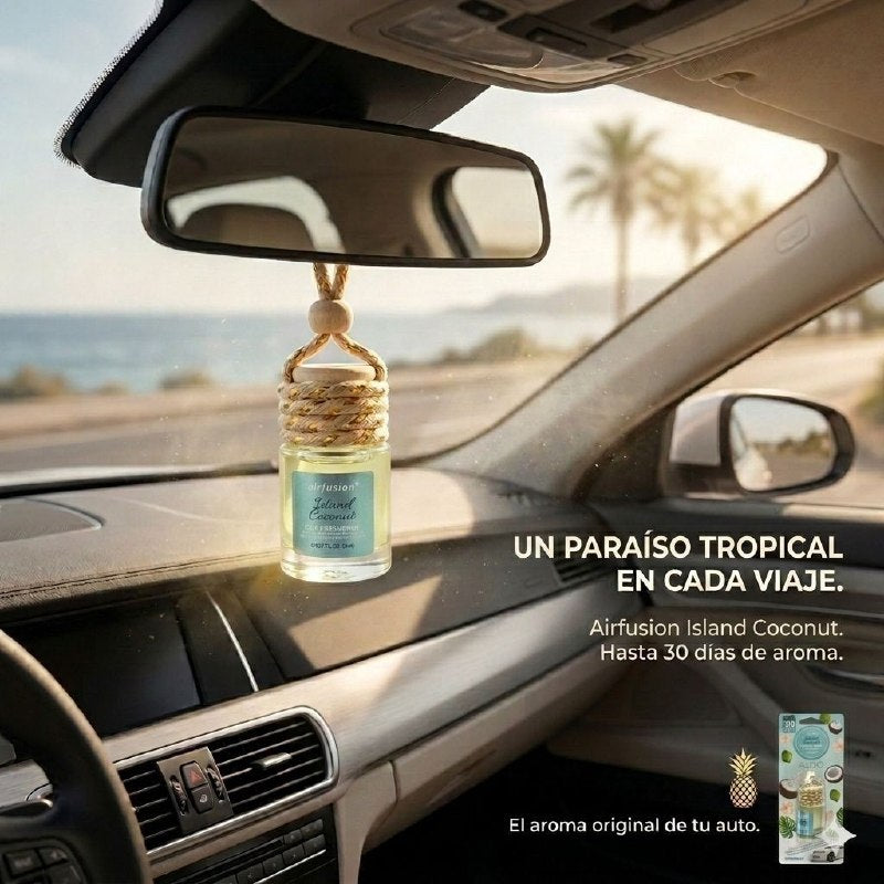AMBIENTADOR COLGANTE PARA AUTO CON AROMA A COCO DE LA ISLA AIR FUSION 8ML