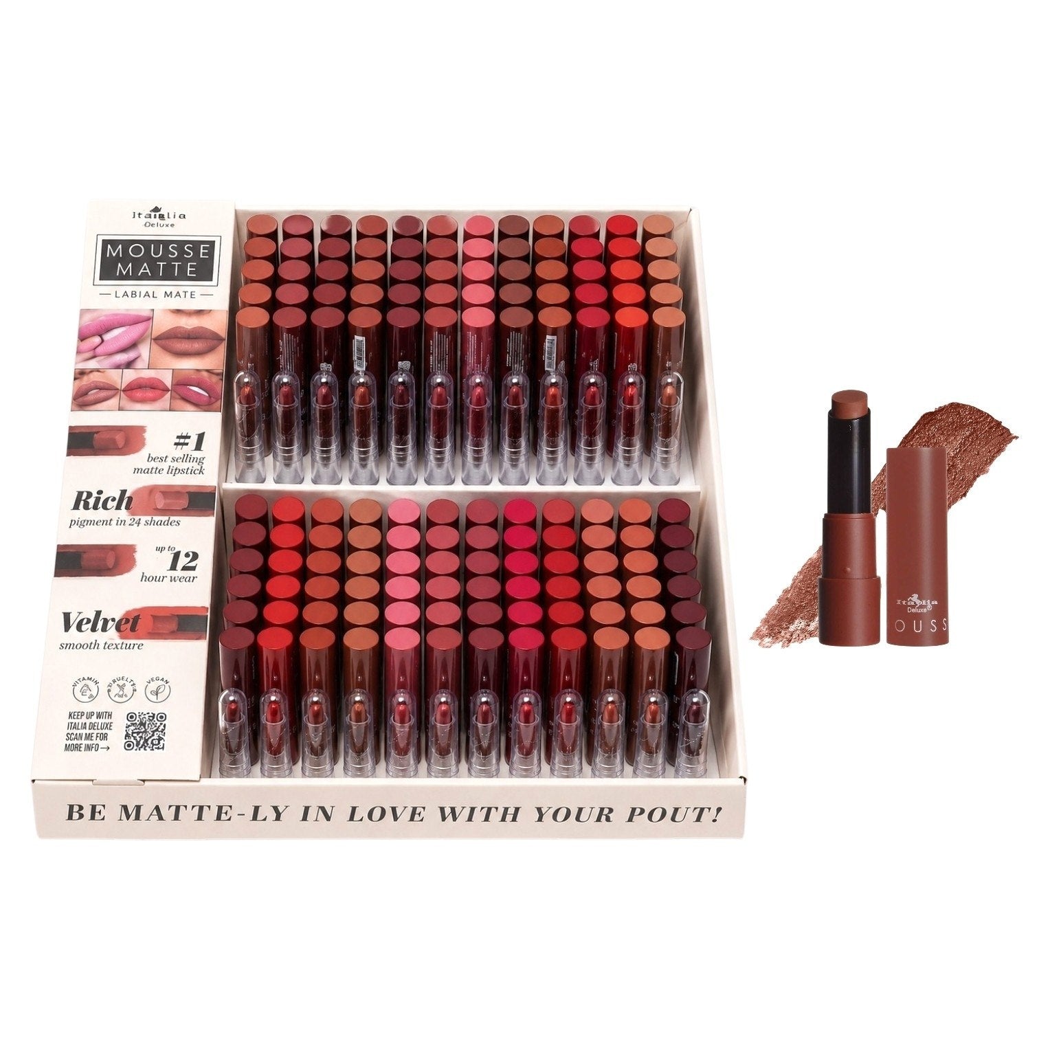 BRILLO LABIAL LAPIZ LABIAL MATTE 24 COLORES DISPONIBLES ITALIA DELUXE MOUSSE MATTE 3G