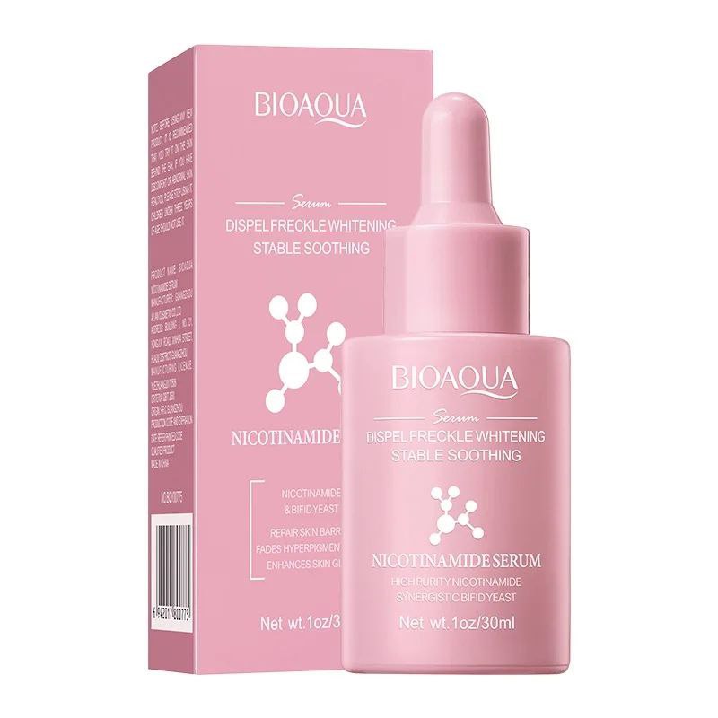 SUERO FACIAL DE NICOTINAMIDA DISIPA PECAS, BLANQUEAMIENTO CALMANTE BIOAQUA 30ML