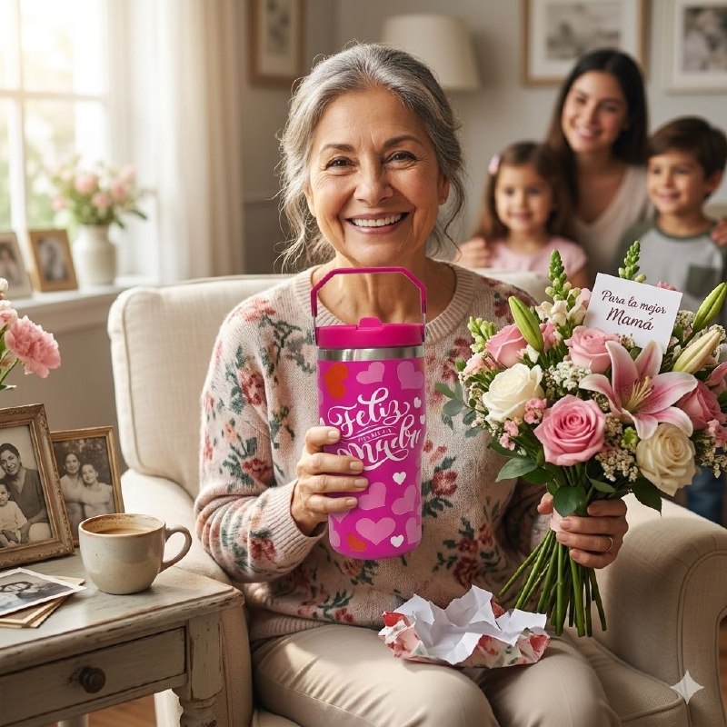 TERMO PORTATIL DE ALTA RESISTENCIA DE ACERO INOXIDABLE DEL DIA DE LAS MADRES 600ML