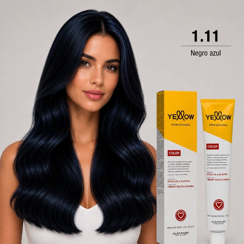 TINTE PERMANENTE PARA EL CABELLO CON ACEITE DE ARGAN Y ALOETRIX TONO 1.11 NEGRO AZULADO ALFAPARF 100ML
