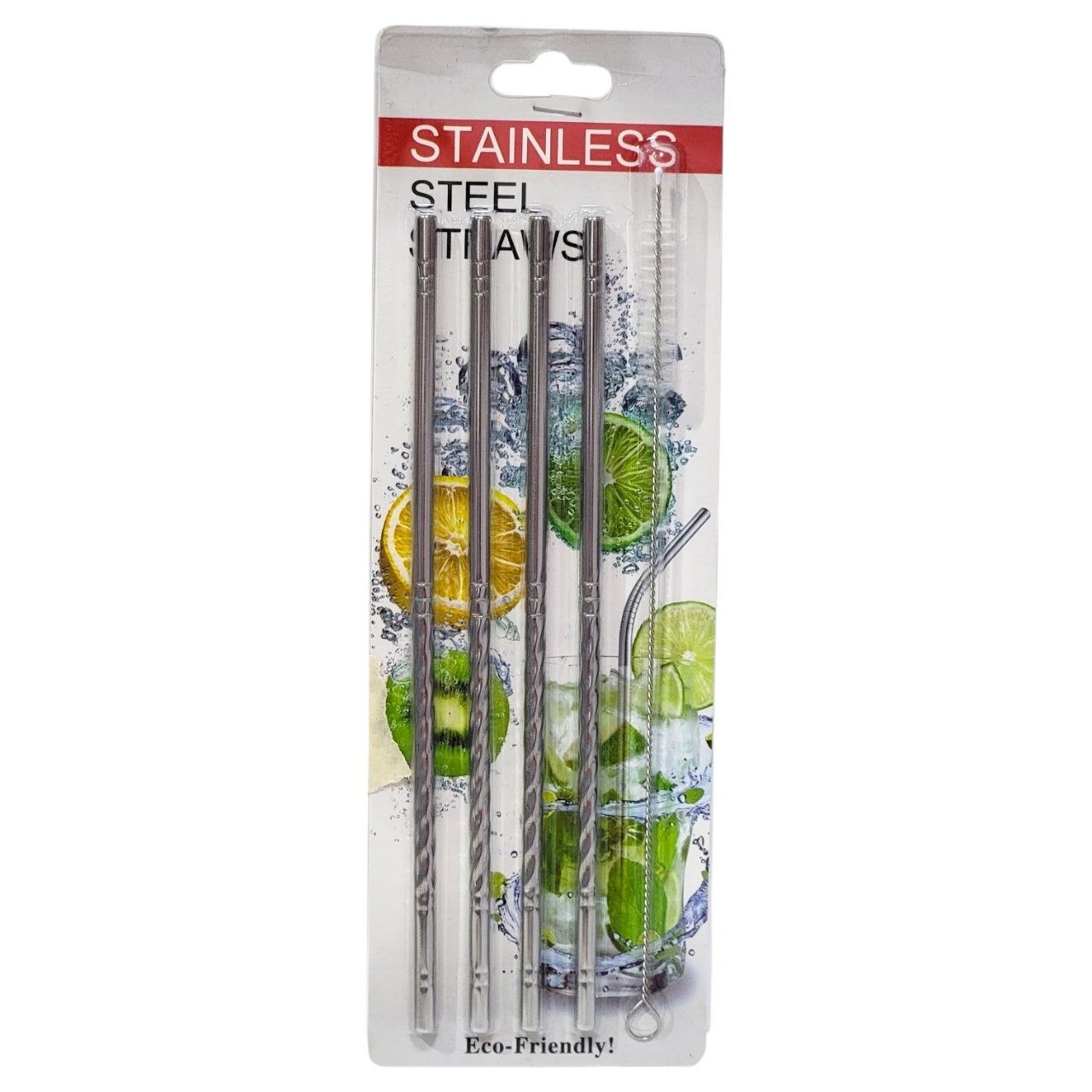 SET DE PAJILLAS REUTILIZABLES DE ACERO INOXIDABLE KIT ECO-CONSCIENTE PARA COCTELERÍA Y BEBIDAS FRÍAS STAINLESS 4 PAJILLAS RECTAS + 1 CEPILLO DE LIMPIEZA