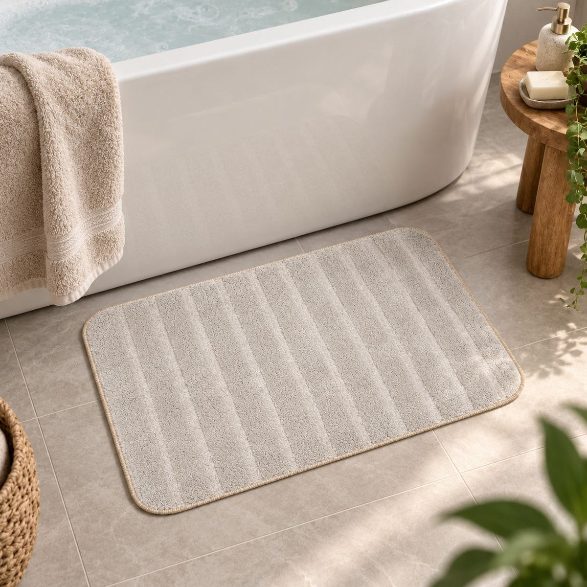 ALFOMBRA ACOLCHADA CON DISEÑO DE LÍNEAS BENELI HOME 59X40CM