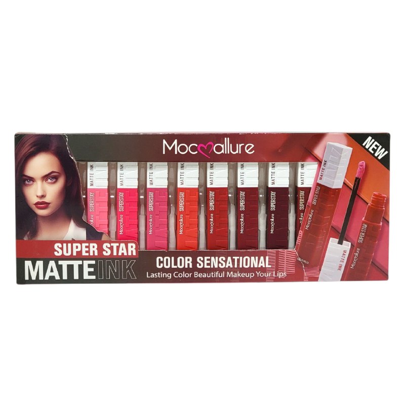 SET DE BRILLO LABIAL COLOR SENSACIONAL DURADERO Y HERMOSO 12PCS MOCALLURE (DUPE DE MAYBELLINE)