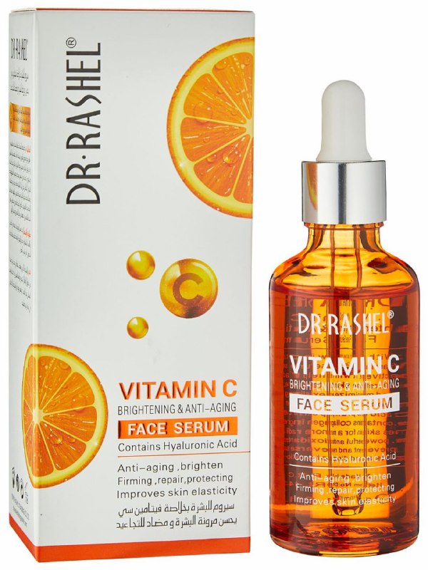 SUERO FACIAL ILUMINADOR Y ANTIENVEJECIMIENTO CON VITAMINA C Y ACIDO HIALURONICO  DR RASHEL 50ML