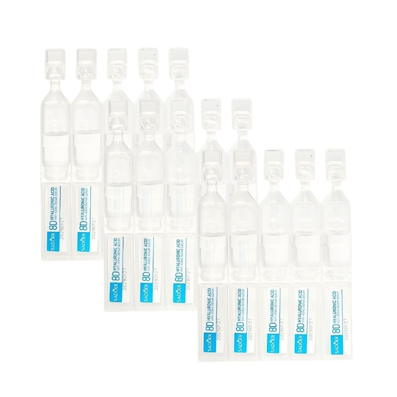 SUERO FACIAL EN AMPOLLAS DE ACIDO HIALURONICO HIDRATANTES Y REPARADORAS DE ARRUGAS SADOER 1.5MLX15UND