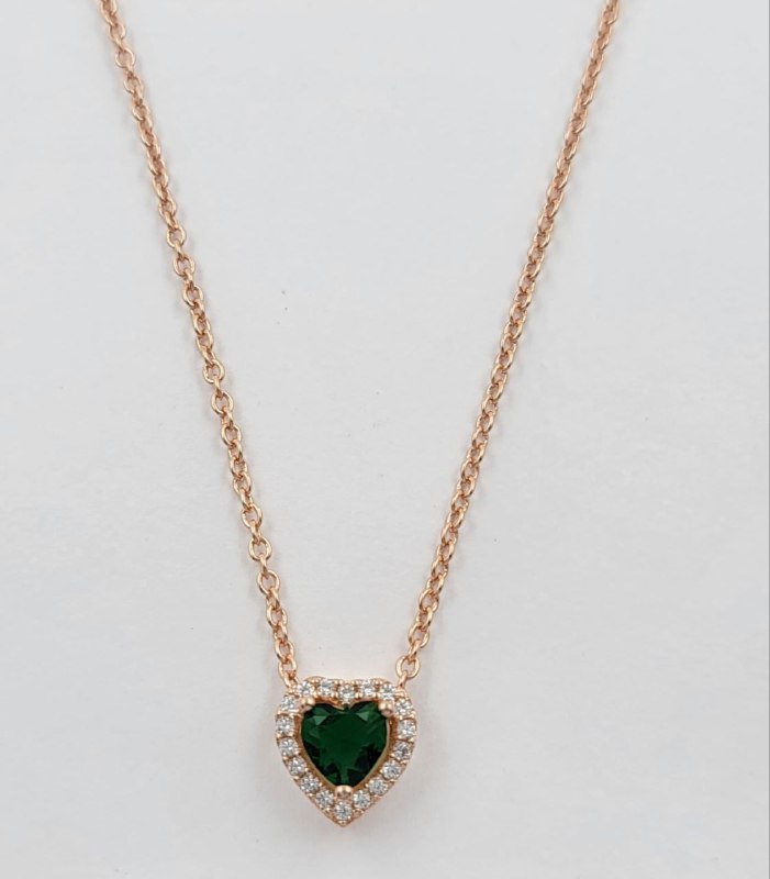 PDIJE2247$C FORMA CORAZON DIAMANTE VERDE OSCURO PANDORA PLATA 9.25