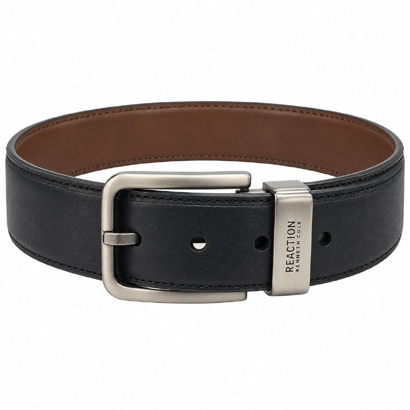 FAJA ORIGINAL REACTION KENNETH COLE REVERSIBLE PARA CABALLERO COLOR NEGRO Y CAFÉ  TALLA M 34-36