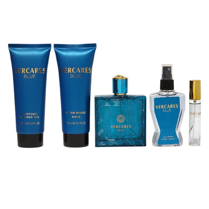SET VERCARES BLUE EDP 100ML, EDP 15ML, SPLASH 100ML, SHOWER GEL 150ML, AFTER SHAVE 150ML (H)