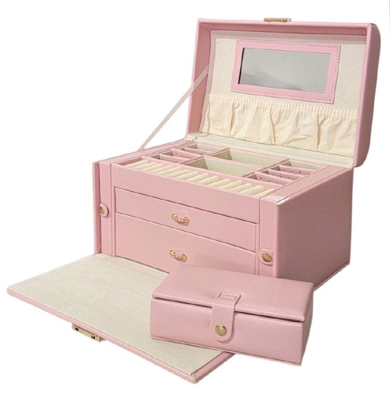 ORGANIZADOR JOYERO ELEGANTE, MAXIMINA EL ESPACIO Y MANTIENE TUS JOYAS ORDENADAS COLOR ROSADO 22CMX12CM