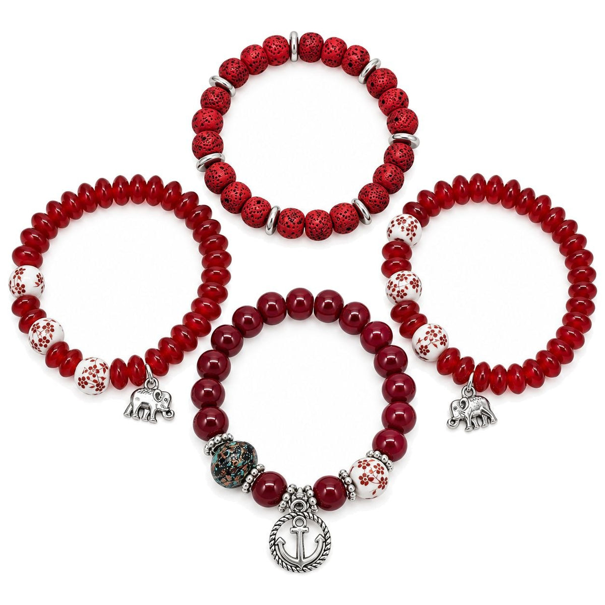 SET DE 4 PULCERAS AJUSTABLES DE ENCHAPE PARA DAMA