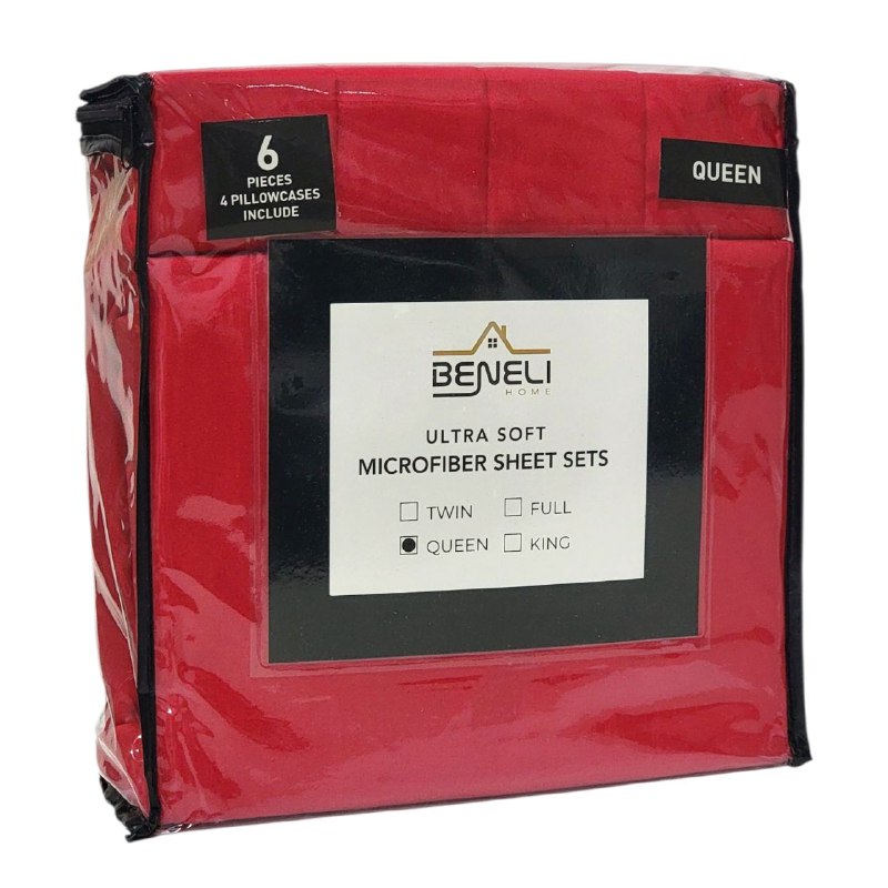 JUEGO DE SABANAS CAMERA DE 6 PIEZAS QUEEN BENELI HOME, 11 ESTILOS