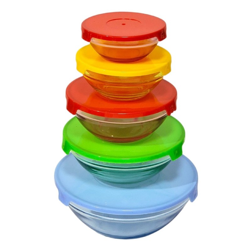 SET DE TAZONES HERMETICOS DE VIDRIO 5PCS MODELO MY HOME