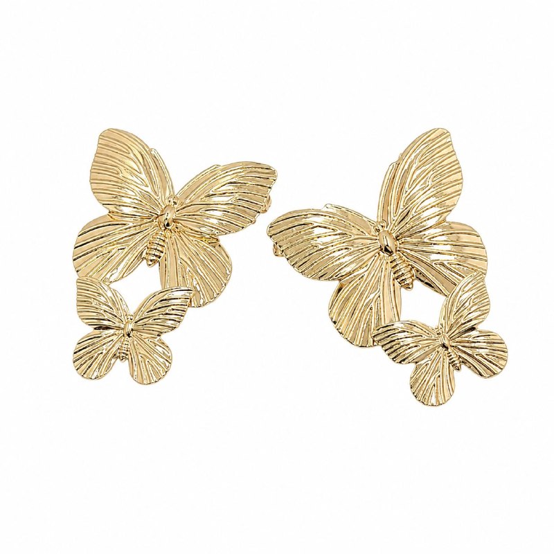 ARITOS DE ENCHAPE PARA DAMA CON DISEÑO DE MARIPOSA 5CM
