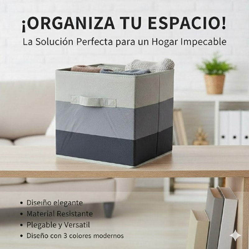 ORGANIZADOR CAJA DE ALMACENAMIENTO PLEGABLE, CESTA PARA LIBROS, JUGUETES, ROPA Y MAS CLOSET ESSENTIALS 27.9X26.7X26.7CM
