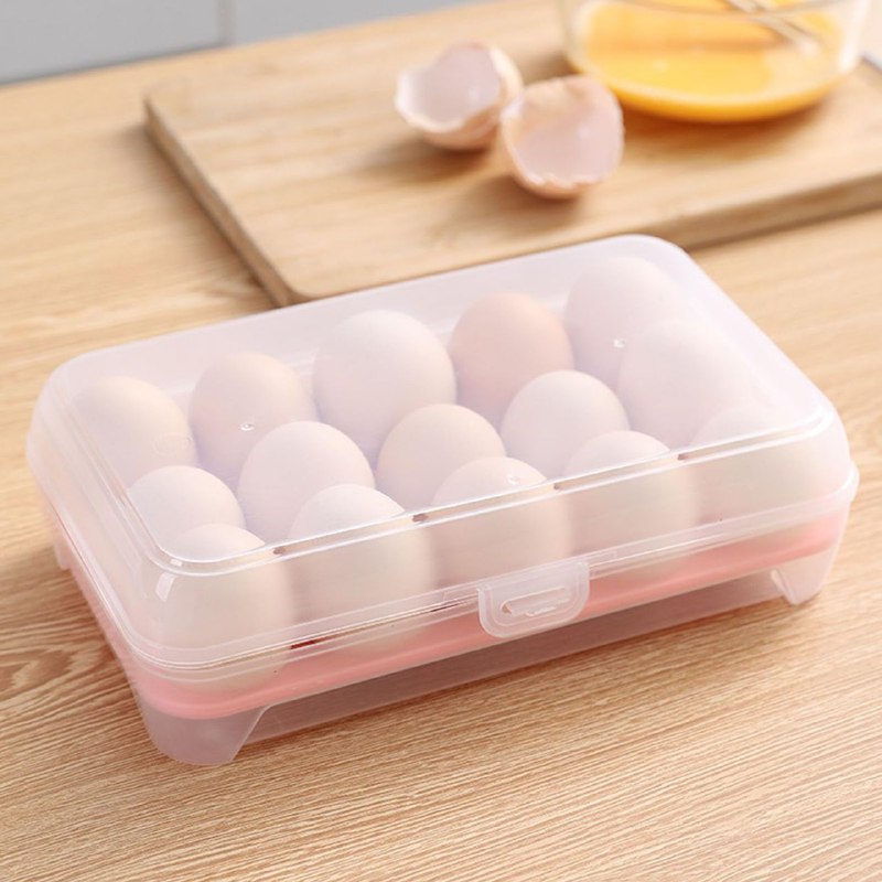 ORGANIZADOR DE HUEVOS TRANSPARENTE HUEVERA PARA 15 HUEVOS,3 COLORES, 23X13CM