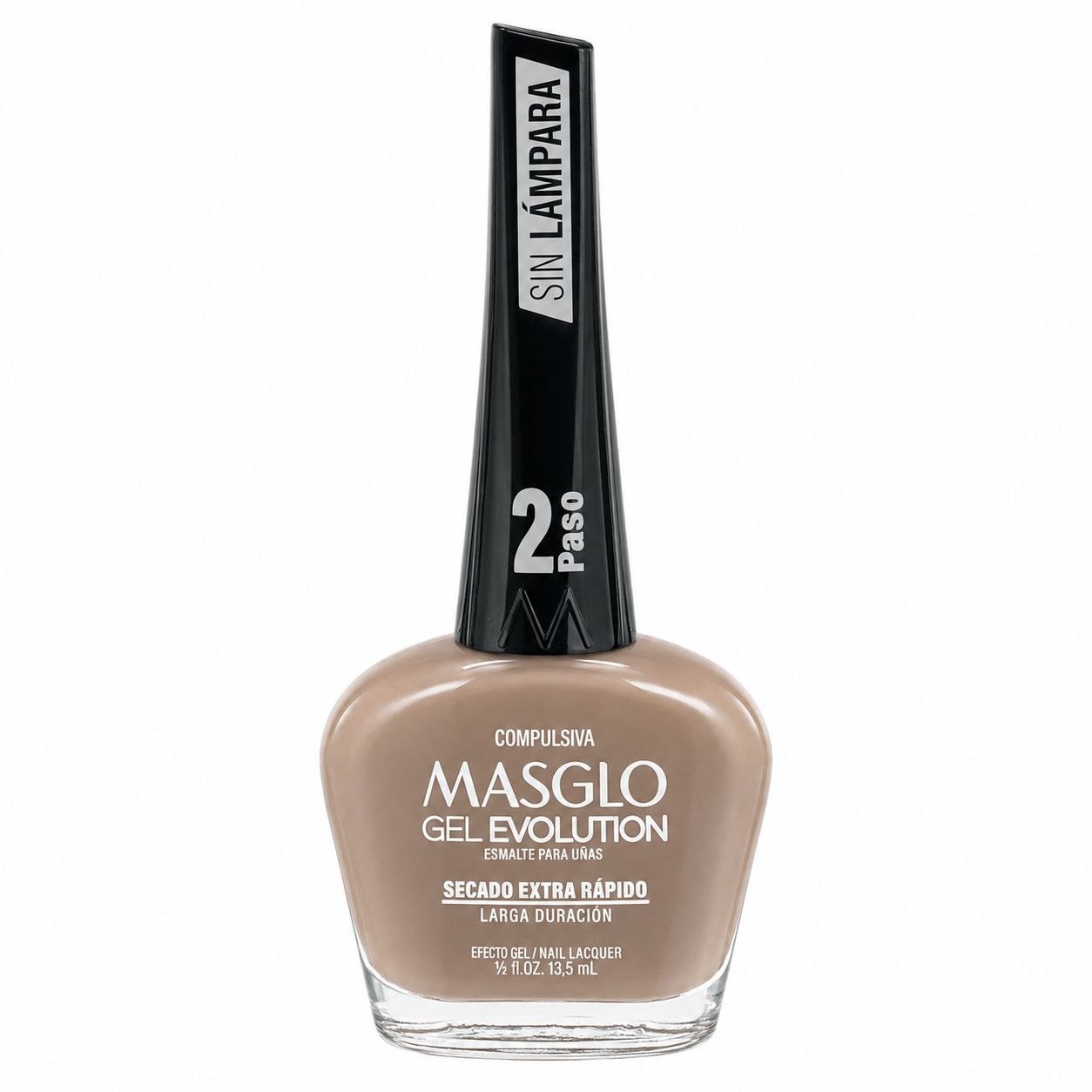 ESMALTE DE UÑAS CON EFECTO GEL DE SECADO EXTRA RÁPIDO MASGLO GEL EVOLUTION PASO 2 "ESTILO COMPULSIVA" 13.5 ML