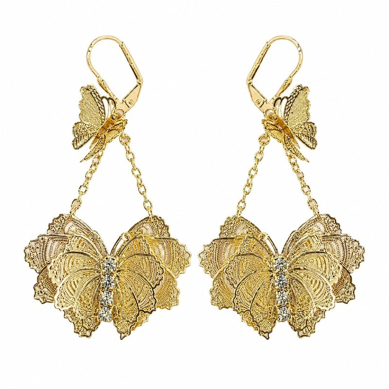 ARITOS DE ENCHAPE PARA DAMA CON DISEÑO DE MARIPOSA 6CM