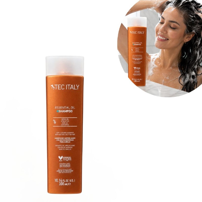 SHAMPOO NUTRITIVO CON ACEITE DE ARGAN ALBARICOQUE ROSA Y RICINO TEC ITALY 300ML
