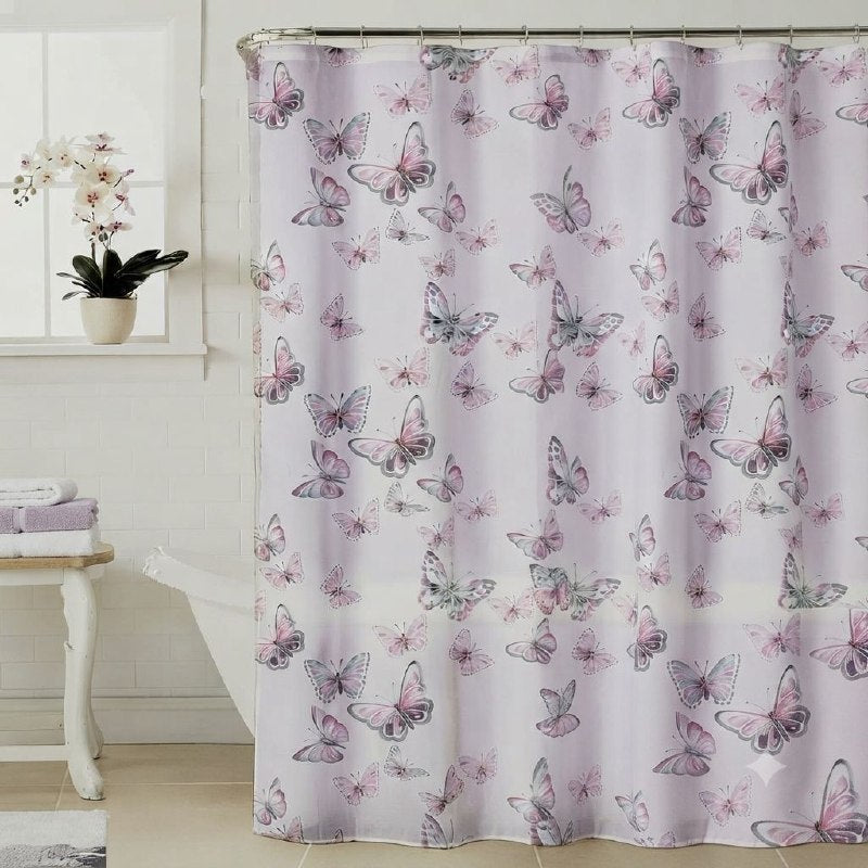CORTINA PARA BAÑO IMPERMEABLE CON 12 GANCHOS SCARLETT CLASSICS 178X183CM