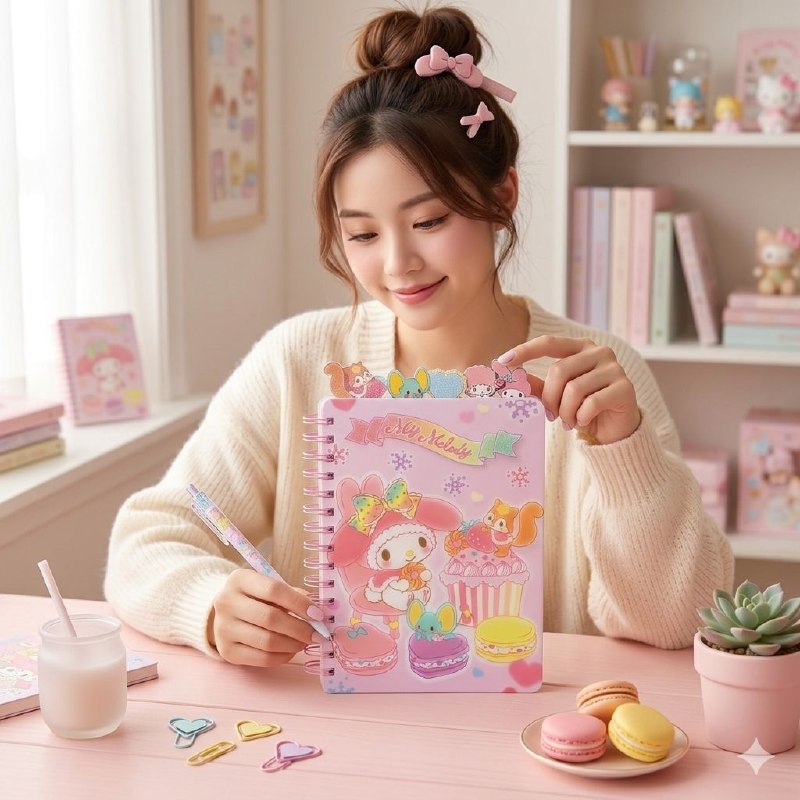 CUADERNO LIBRETA DE HELLO KITTY CON PESTAÑAS DECORATIVAS 16X22CM