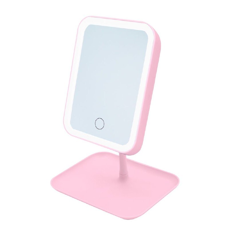 ESPEJO PARA MAQUILLAJE CON LUZ LED RECARGABLE Y BASE ORGANIZADORA 12X16CM