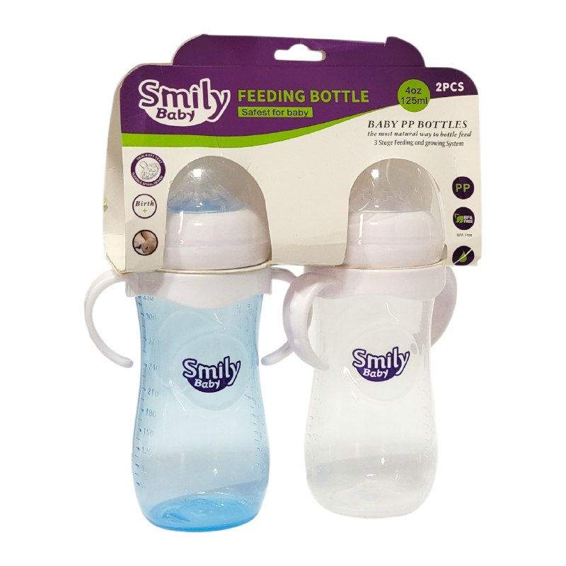 BIBERON CHUPON PARA BEBES CON ASAS, PEPE APTO PARA USO DESDE NACIMIENTO, TETINA SUAVE ESPIRAL FLEIXBLE DE 125ML SMILY BABY 2UND