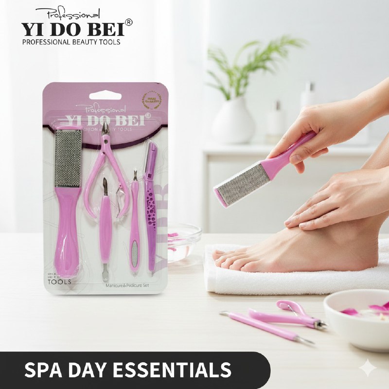 SET DE PEDICURA Y MANICURA PROFESIONAL DE 5 PIEZA, ELIMINAN DUREZAS Y PIEL MUERTA Y SUAVIZAN LA PIEL YI DO BEI