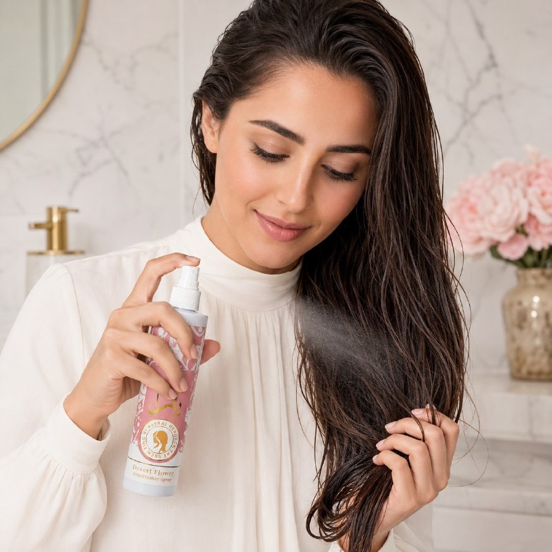 ACONDICIONADOR EN SPRAY SIN ENJUAGUE HIDRATANTE, DESENREDANTE E ILUMINADOR HGZRLY 250ML (AROMA SIMILAR LATTAFA YARA)
