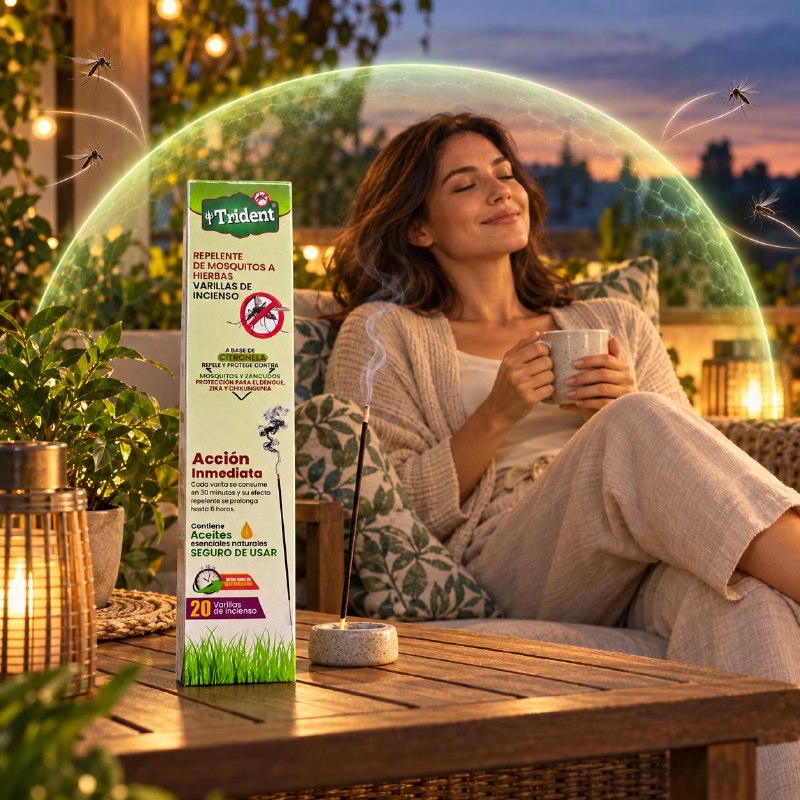 VARILLAS DE INCIENSO REPELENTE NATURAL DE MOSQUITOS DE CITRONELA Y HIERBAS TRIDENT 20UND