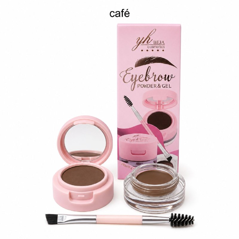 KIT DE POLVO Y MASCARA GEL PARA CEJAS A PRUEBA DE AGUA YH BEJA COSMETICS 1.6G+2.2G