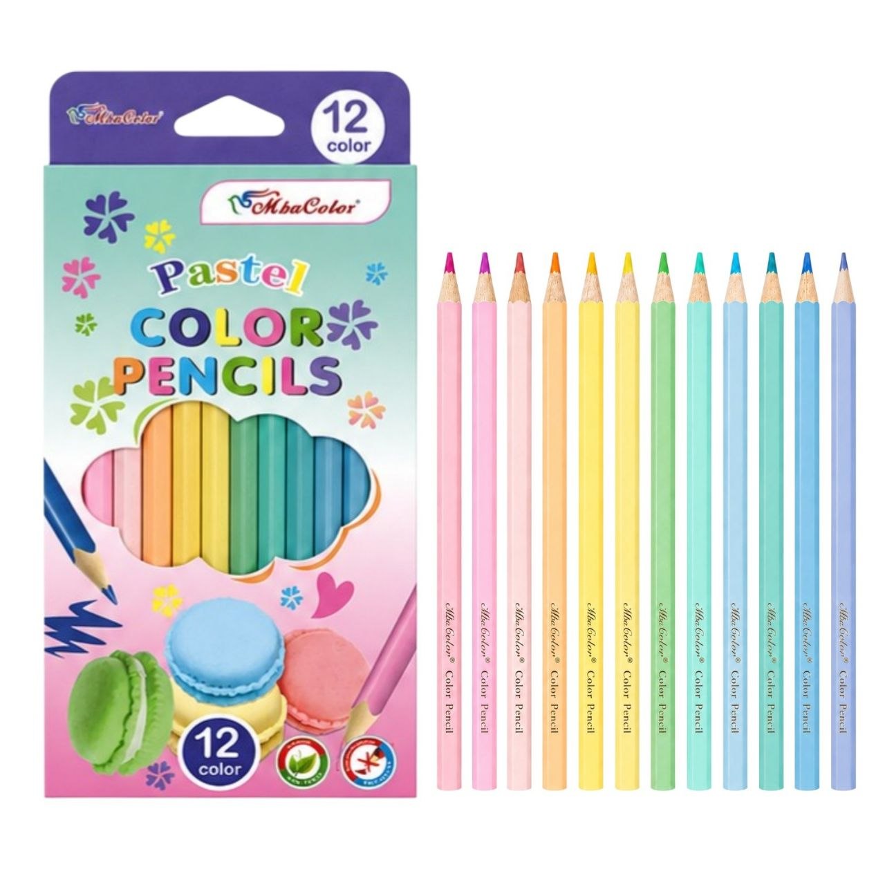 SET DE LAPICES DE COLORES PASTEL 12 UNIDADES MBACOLOR
