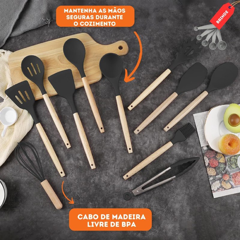 JUEGO DE CUCHILLOS DE COCINA CON UTENSILIOS Y TABLA DE PICAR COLOR NEGRO EVRYEALTH 18PCS