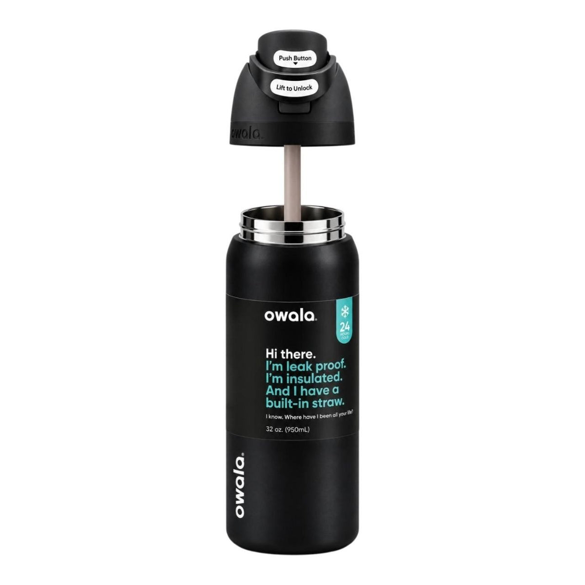BOTELLA TÉRMICA REUTILIZABLE CON PAJILLA INTEGRADA OWALA 24OZ (710ML)