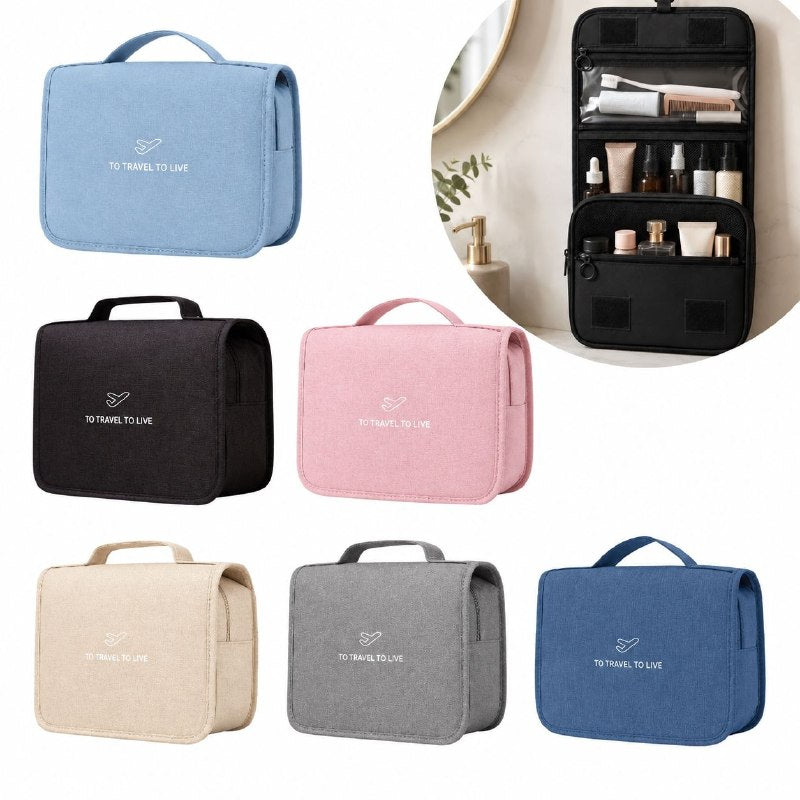 BOLSO ORGANIZADOR COLGANTE PARA VIAJE DE HIGIENE PERSONAL Y COSMETICOS 22.5X18.5X8.5CM