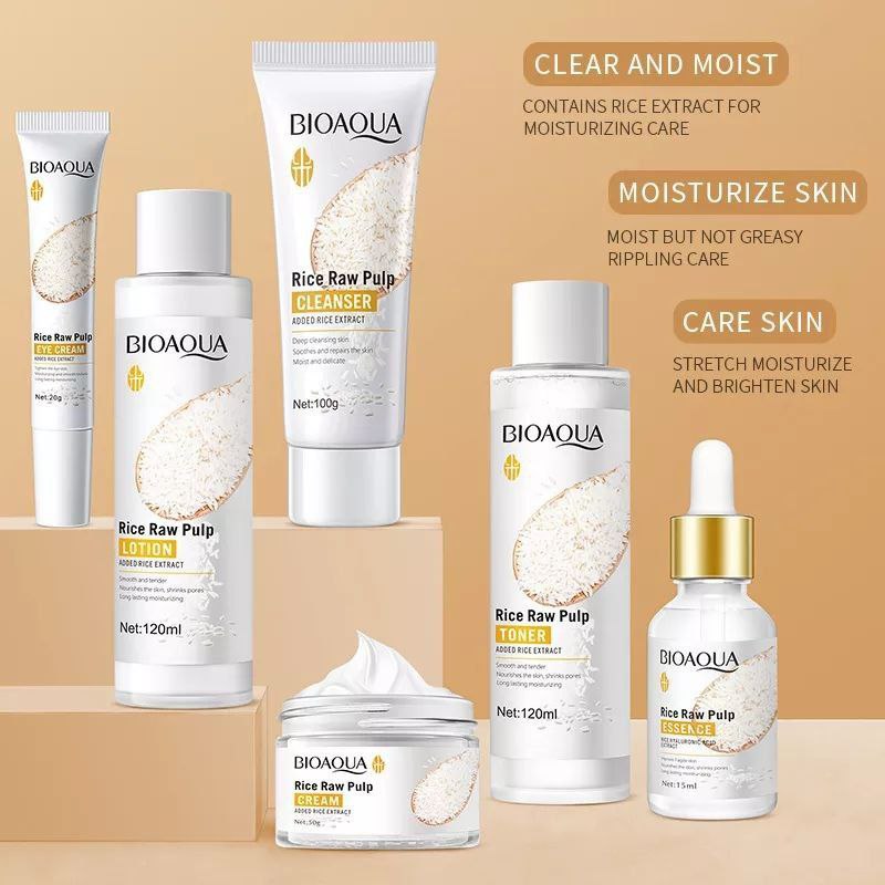SET TRATAMIENTO FACIAL ACLARANTE E HIDRATANTE A BASE DE EXTRACTO DE ARROZ BIOAQUA 6UND