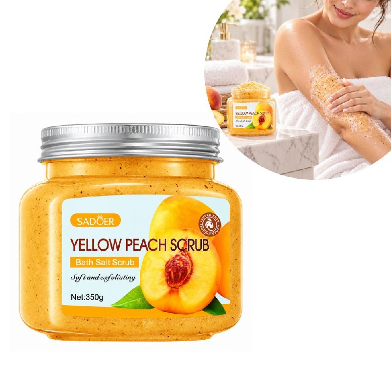 EXFOLIANTE CORPORAL DE SALES MARINAS RENOVADORAS Y SUAVIZANTES CON AROMA A DURAZNO SADOER 350G