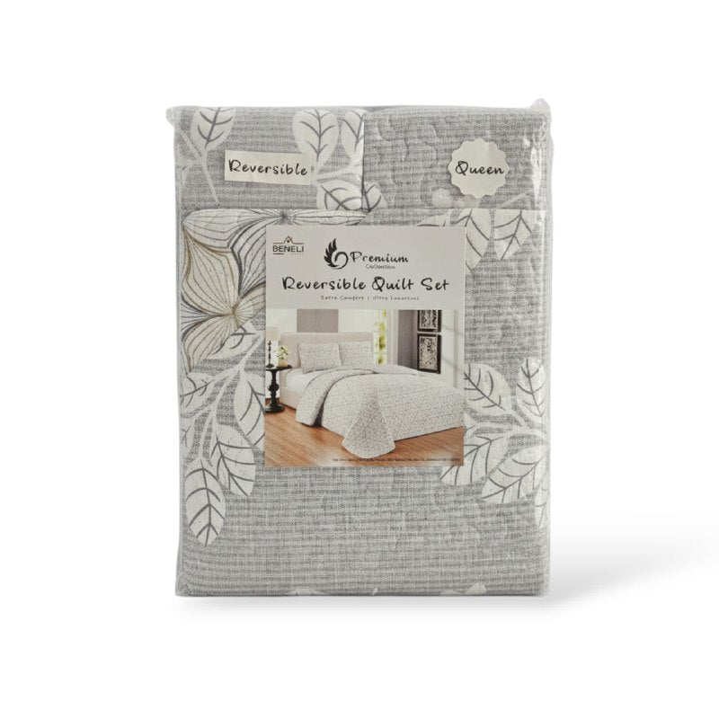 JUEGO DE SABANAS CAMERA EDREDON REVERSIBLE DE 3PCS QUEEN BENELI HOME