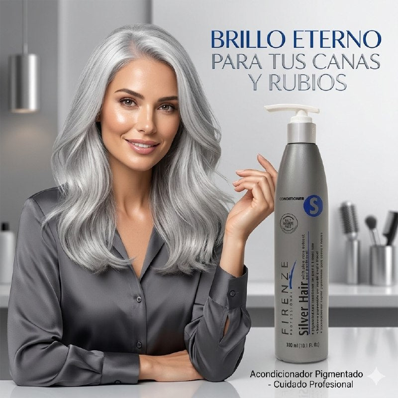 ACONDICIONADOR MATIZADOR Y SUAVIZANTE PARA CABELLOS GRISES, BLANCOS O PLATINADOS FIRENZE 300ML