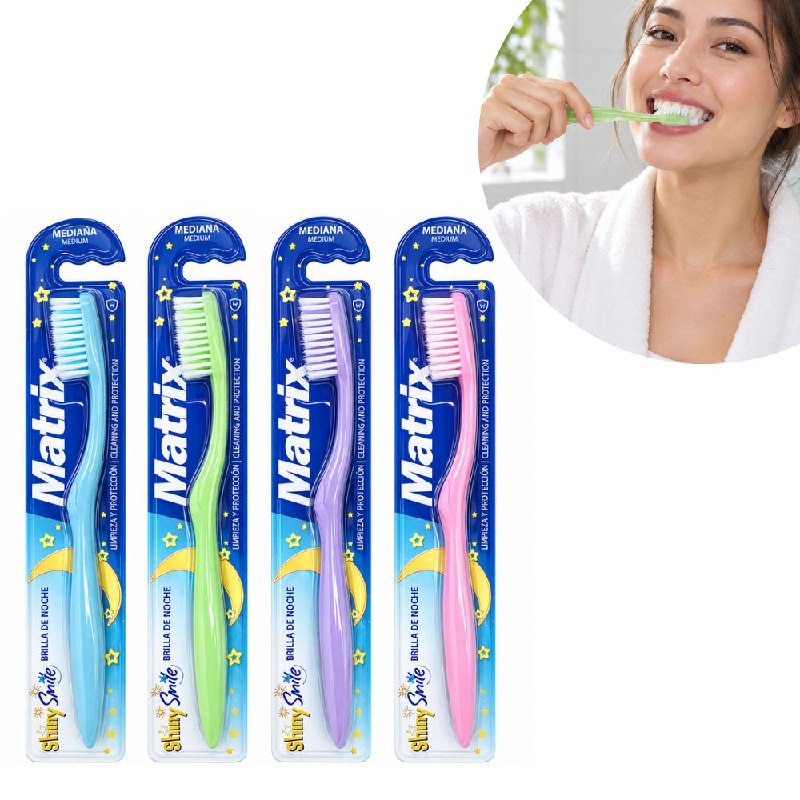 CEPILLO DE DIENTES DE LIMPIEZA PROFUNDA DE CERDAS MEDIANAS MATRIX 19CM